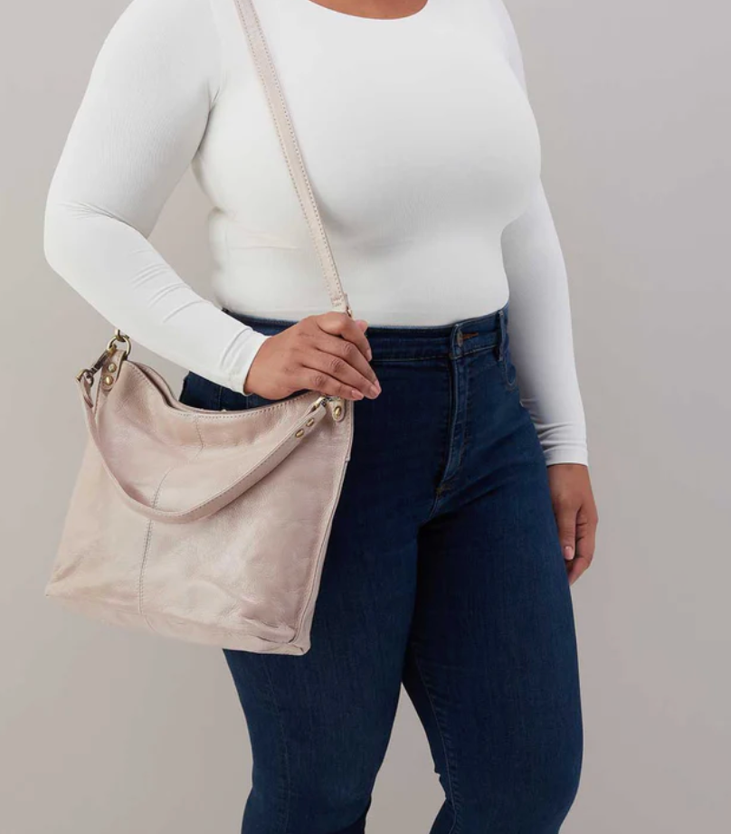 HOBO Pier Shoulder Bag - Stone Gloss
