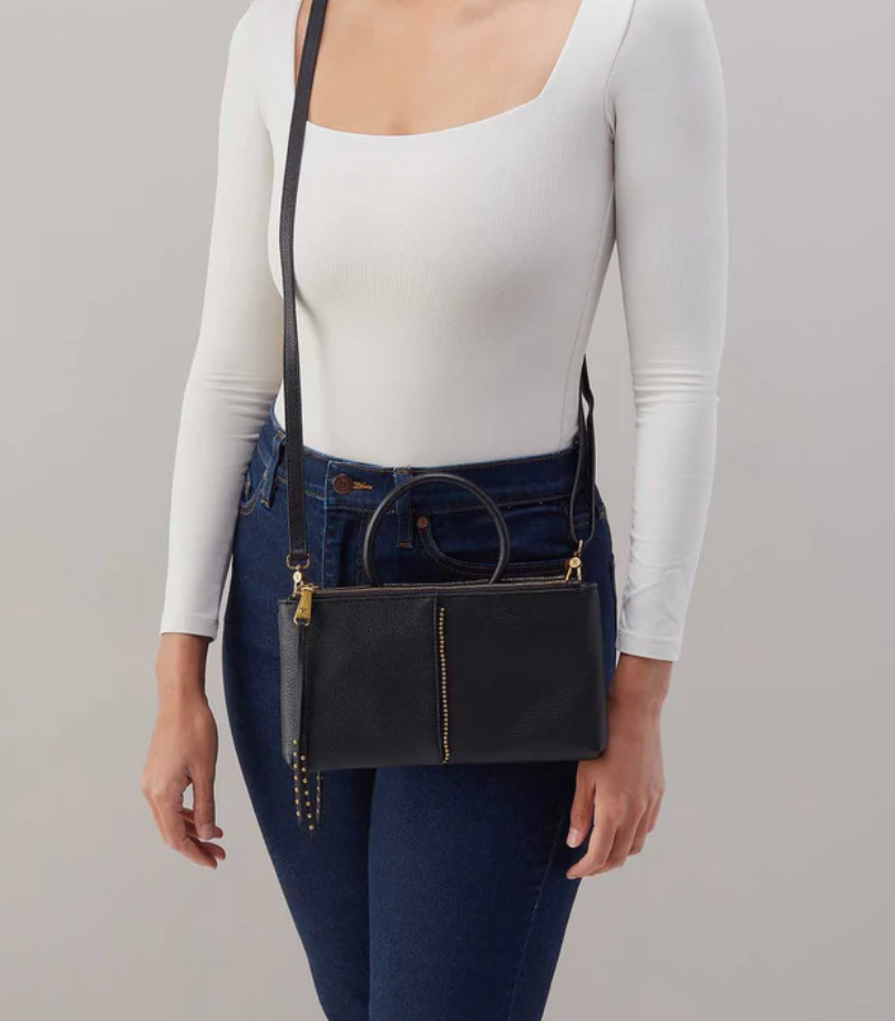 HOBO Sable Crossbody - Black Pebbled Leather / Stud