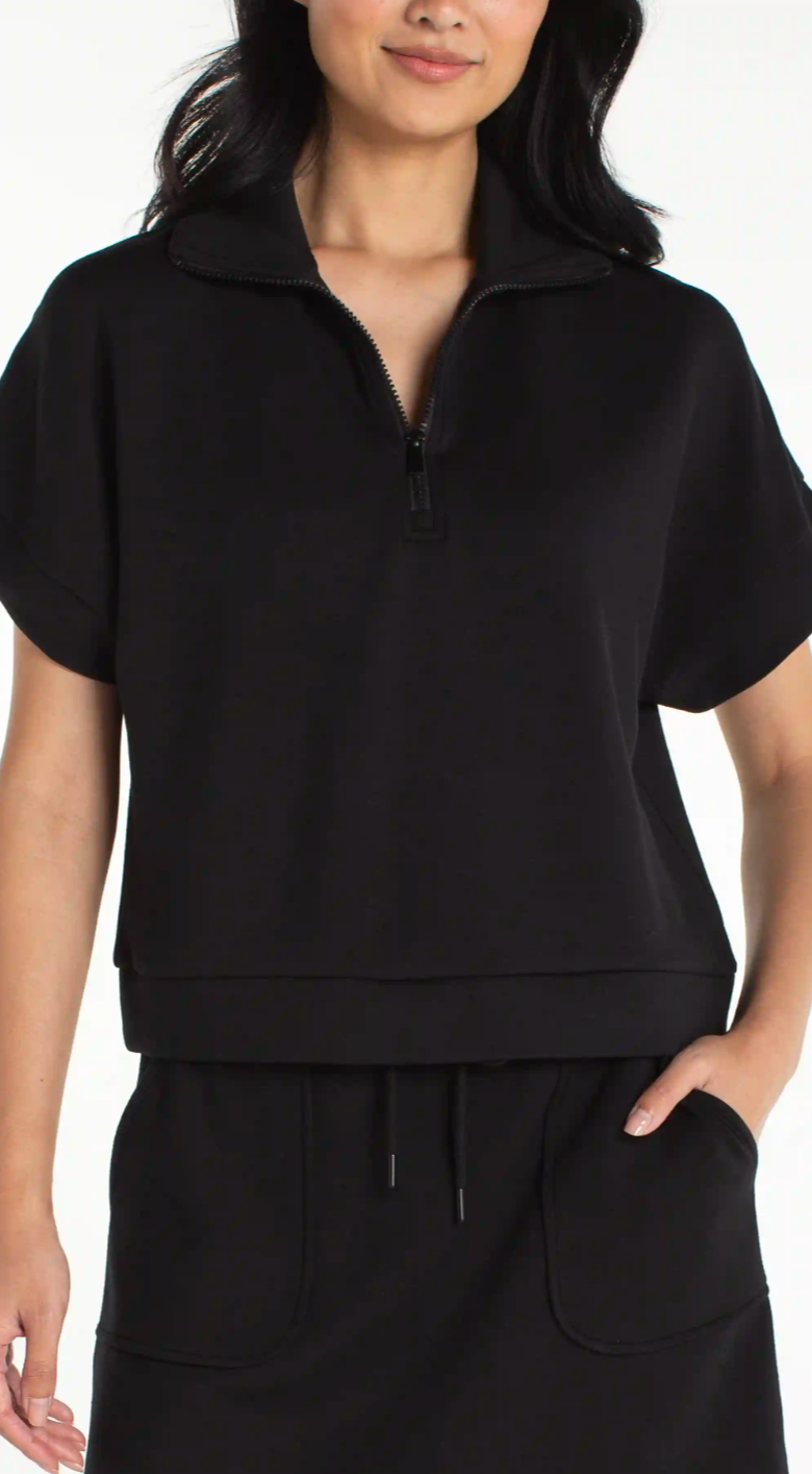 Liverpool - Half Zip Popover Top - Black