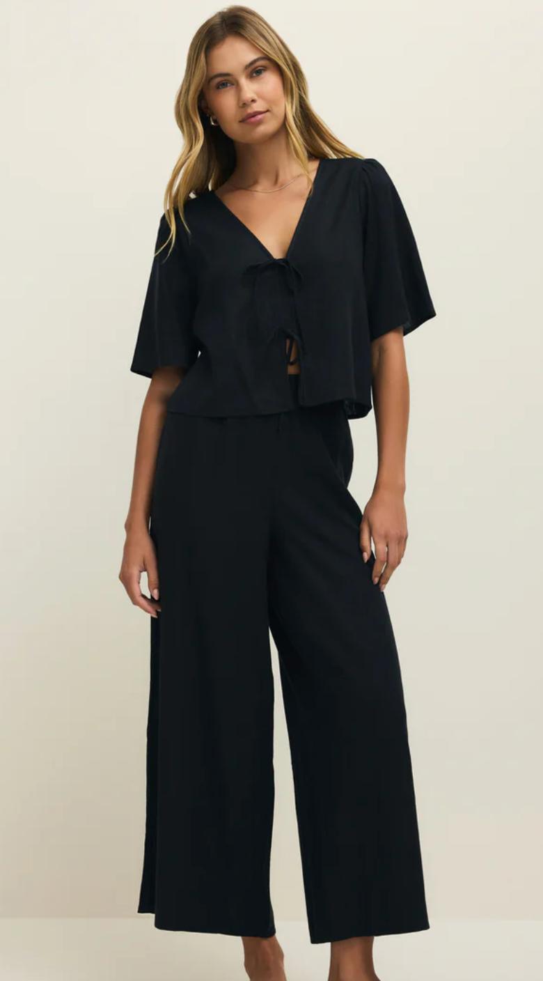 Z Supply La Belle Linen Top - Black