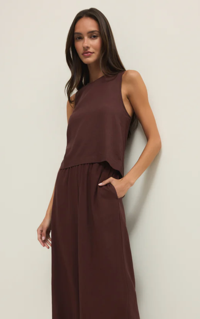 Z Supply Sloan Linen Top - Chocolate Cherry