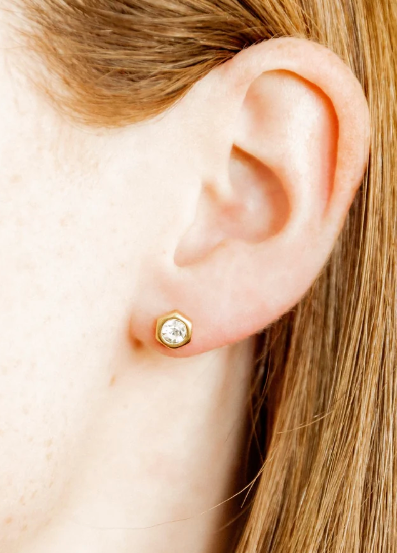 Linny Co Screwback Stud - Addison Clear Gold
