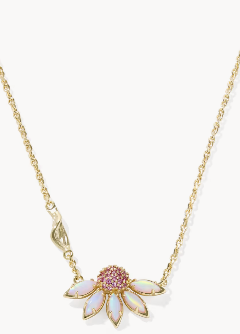 Kendra Scott Anya Flower Pendant Gold Pink
