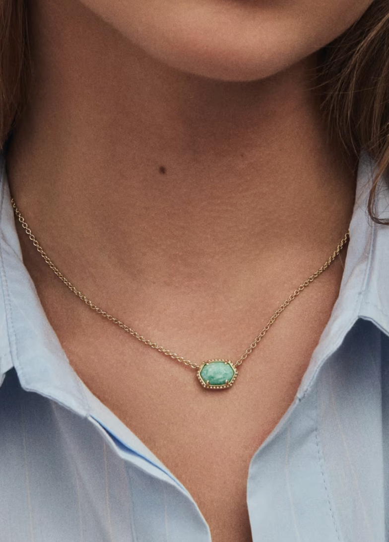 Kendra Scott Daphne Frame Pendant Necklace Teal Amazonite