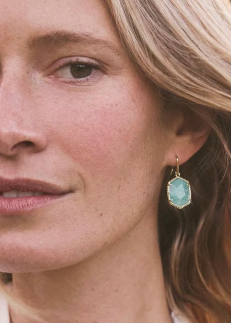 Kendra Scott Daphne Frame Earring Gold Teal Amazonite