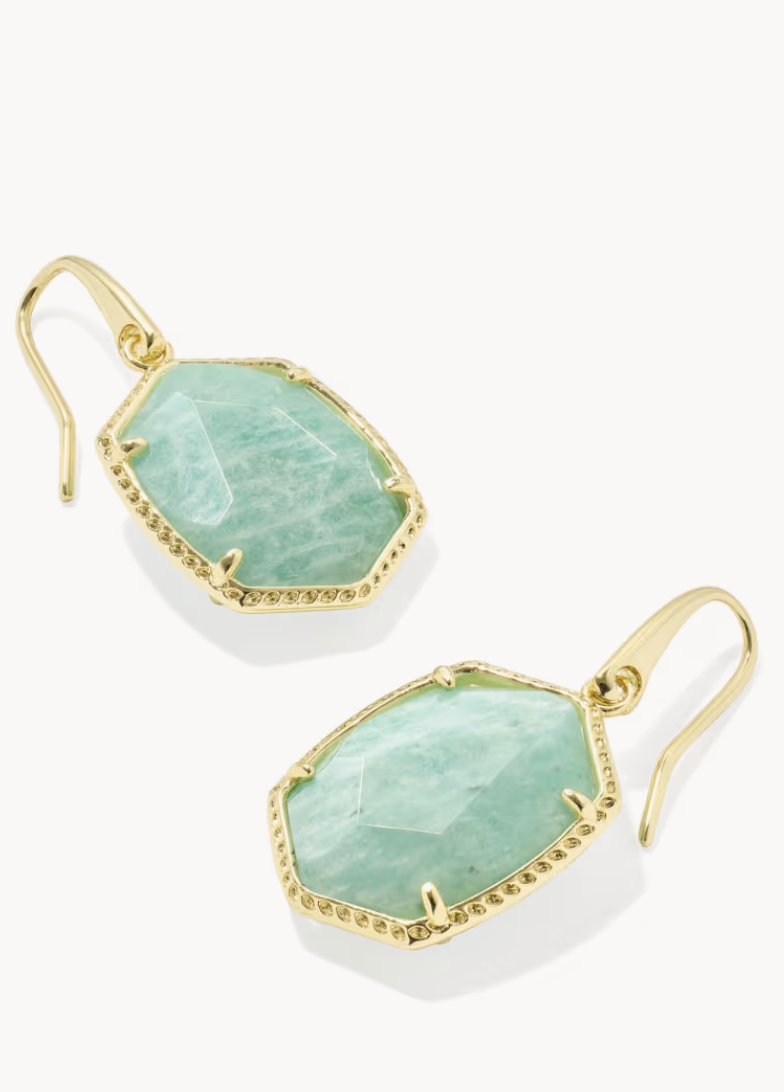 Kendra Scott Daphne Frame Earring Gold Teal Amazonite