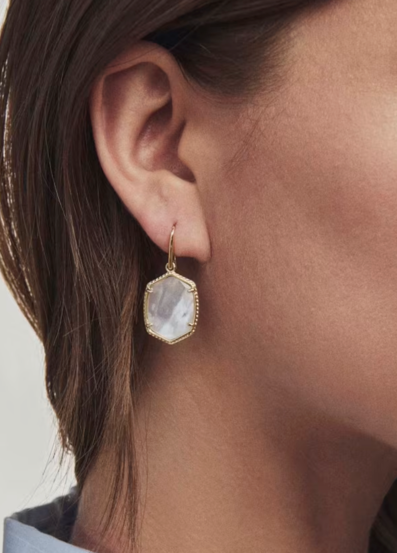 Kendra Scott Daphne Frame Earring Gold Ivory