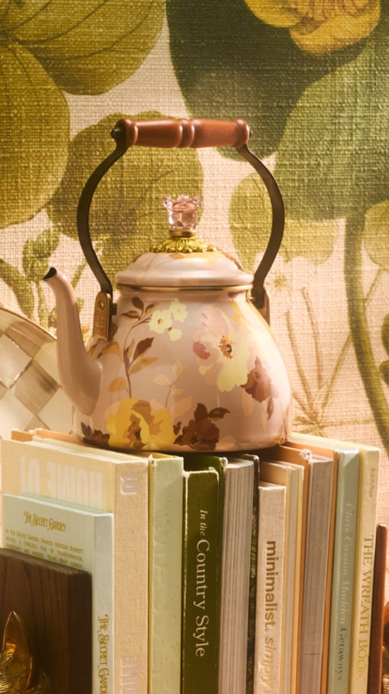 MacKenzie-Childs - Wild Rose Mauve 2 Qt Tea Kettle