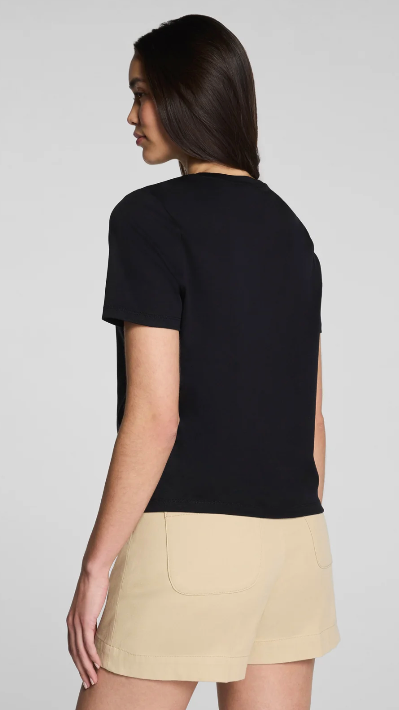 Spanx Lightweight Cotton Crewneck Tee - Black