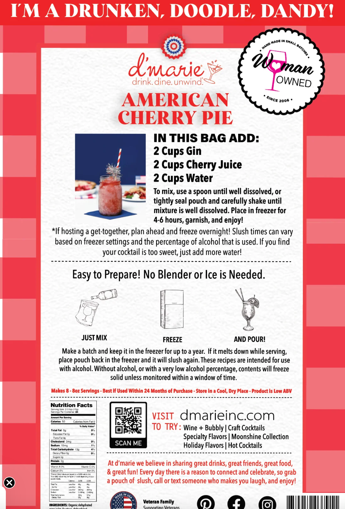 D'Marie American Cherry Pie Slush Mix