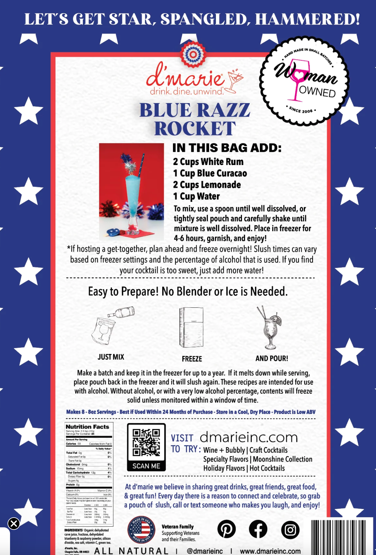 D'Marie Blue Razz Rocket Slush Mix