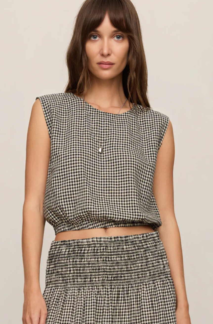 Z Supply Merit Gingham Top Black