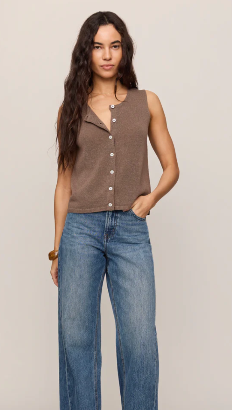 Z Supply Syd Linen Knit Tank Vest - Pebble