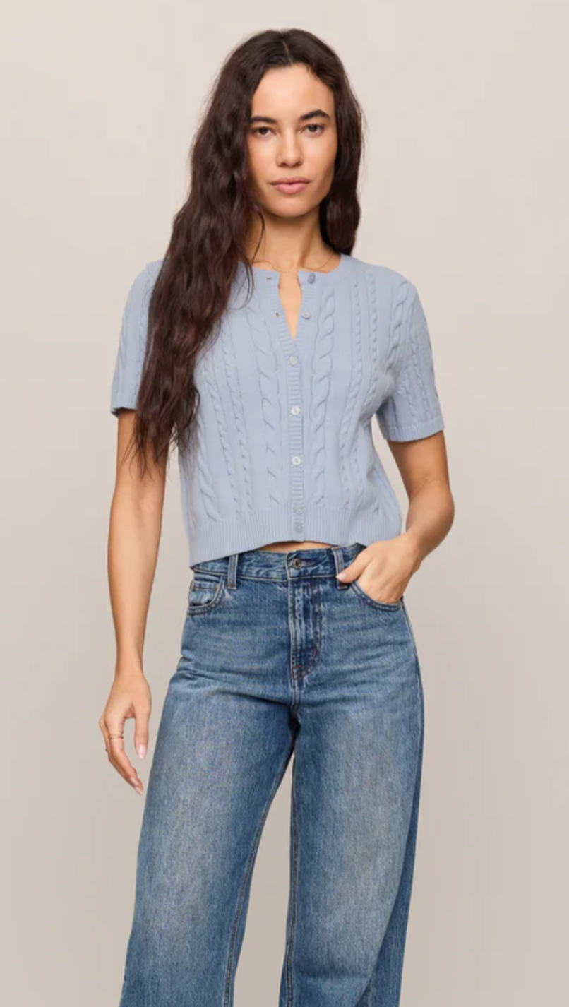 Z Supply Cera Short Sleeve Cardigan - Skyline
