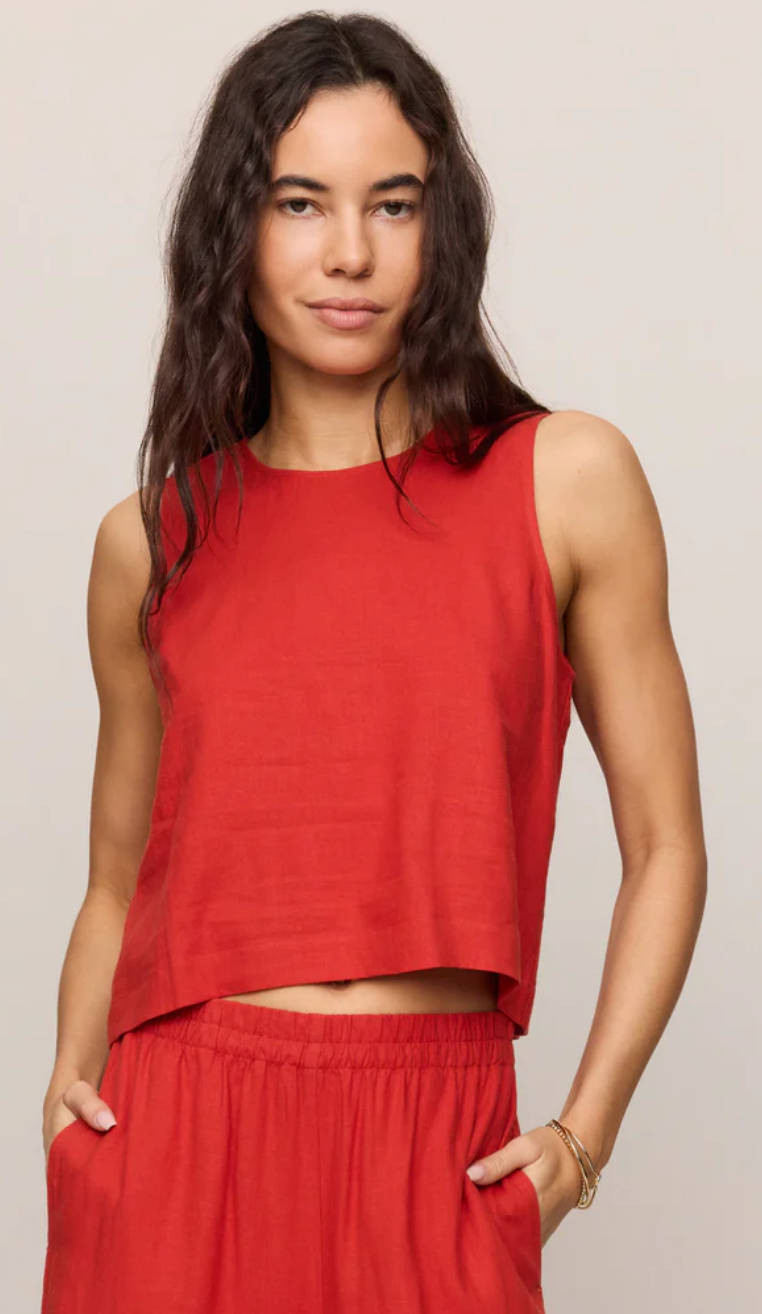 Z Supply Sloane Linen Tank - Chili Pepper