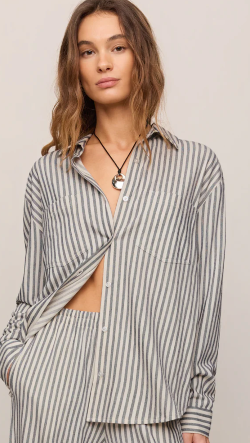Z Supply Reese Button Up Top - Eclipse