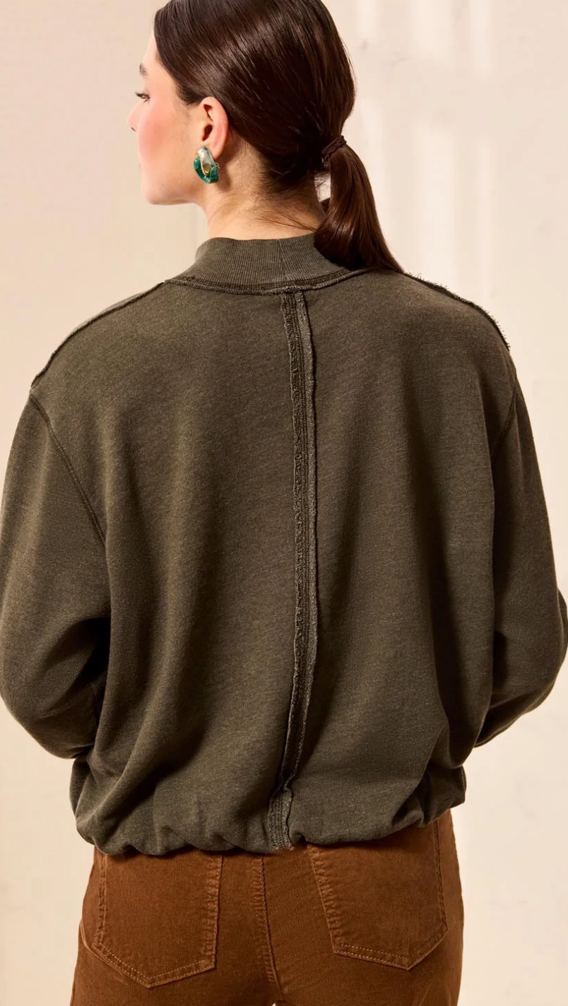 Tribal - Mock Neck Bubble Sweatshirt Cedargreen