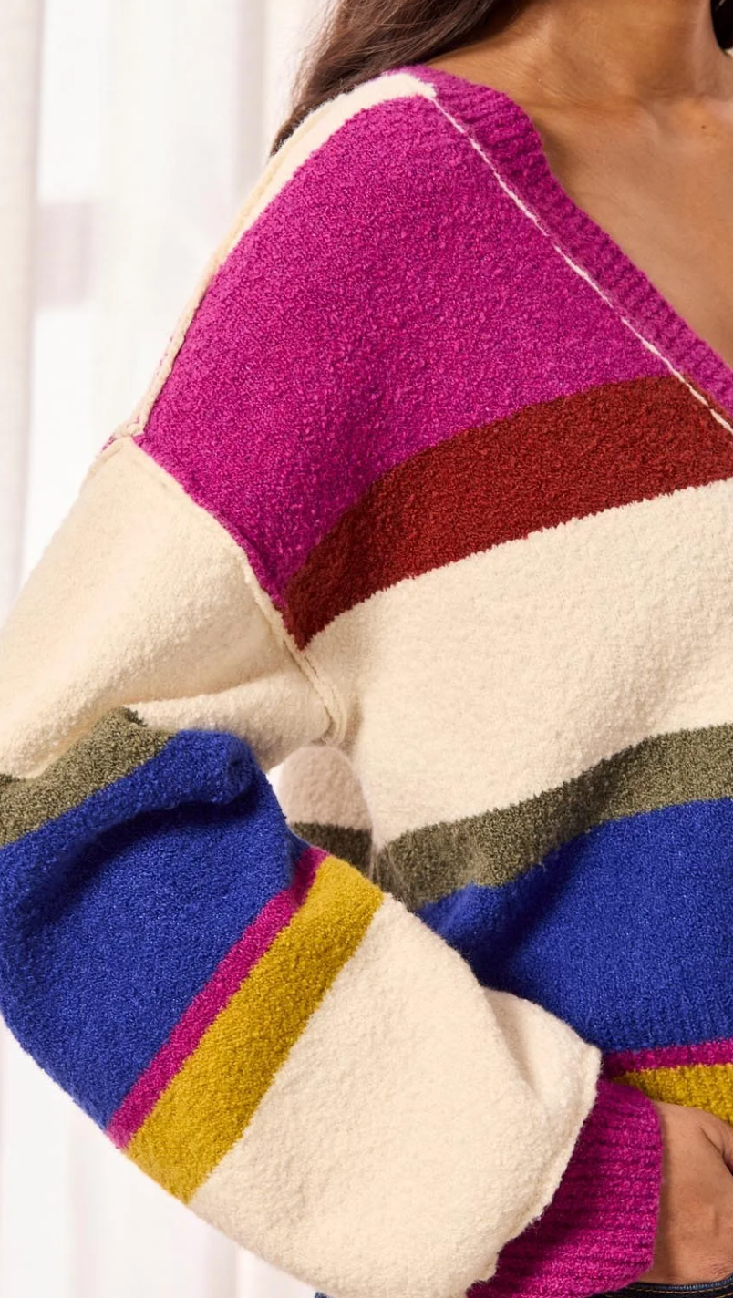 Tribal - Soft Knit Drop Cardigan Colorful Stripe