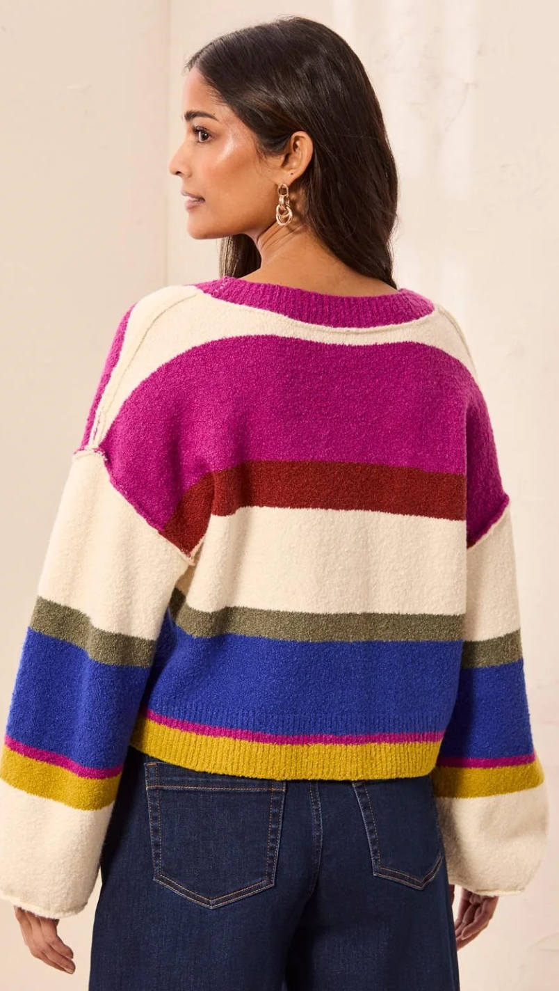 Tribal - Soft Knit Drop Cardigan Colorful Stripe