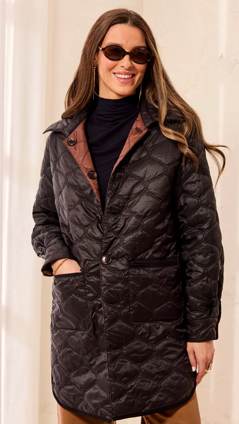 Tribal - Quilted Reversible Jacket Black/Brown
