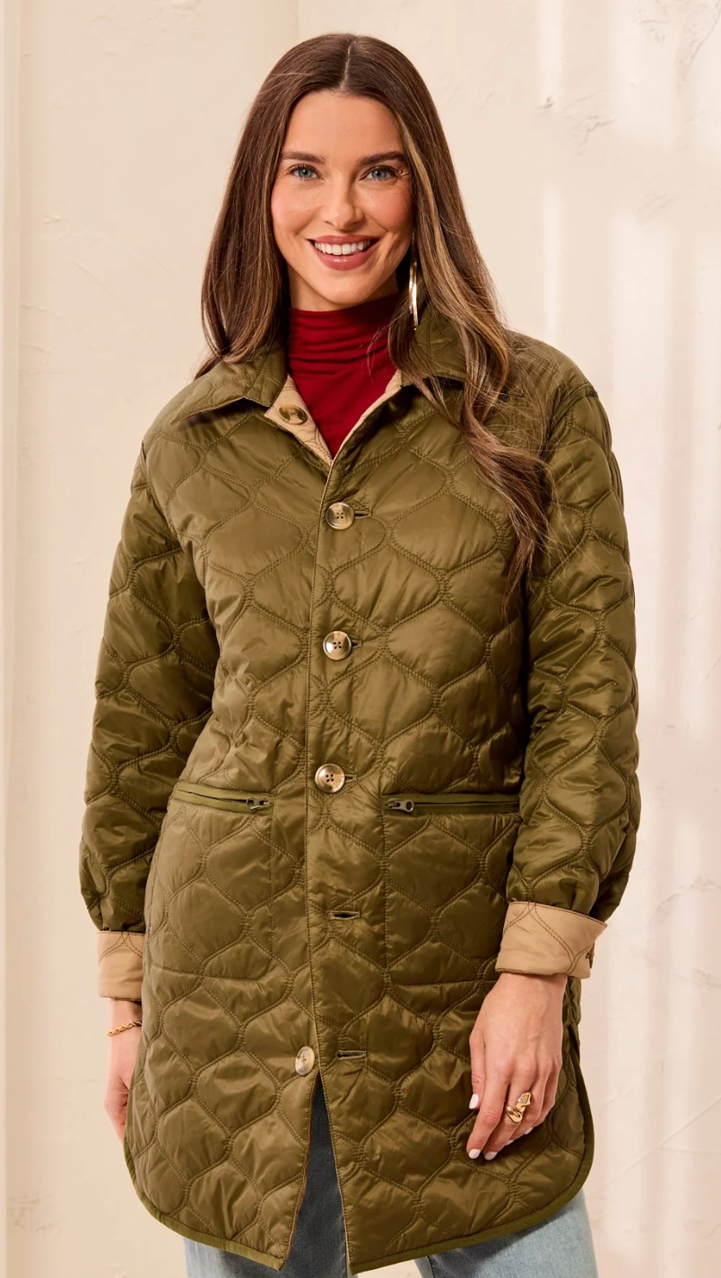 Tribal - Quilted Reversible Jacket Suede/Olive