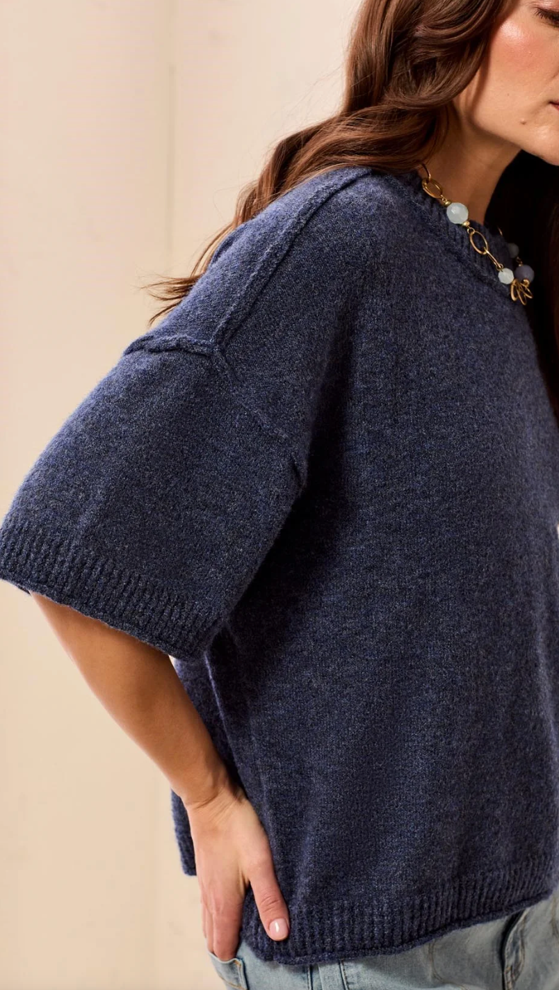 Tribal - Short Sleeve Crew Sweater Nightfall