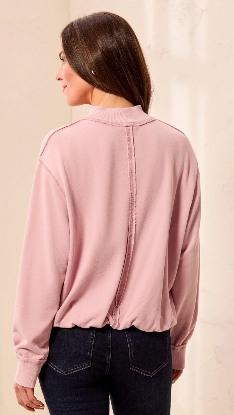 Tribal - Mock Neck Bubble Sweatshirt Pink