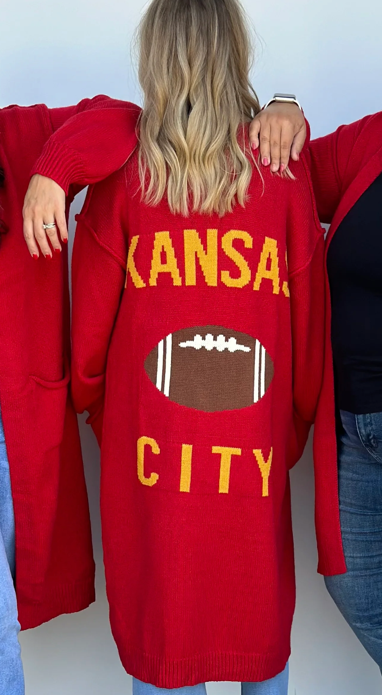 Kansas City Football Long Cardigan