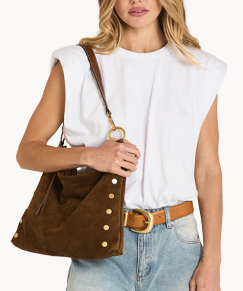 Hammitt Kyle Large Cinnamon Suede/ Antique Gold