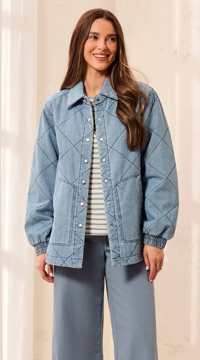 Tribal - Quilted Denim Jacket Skylight