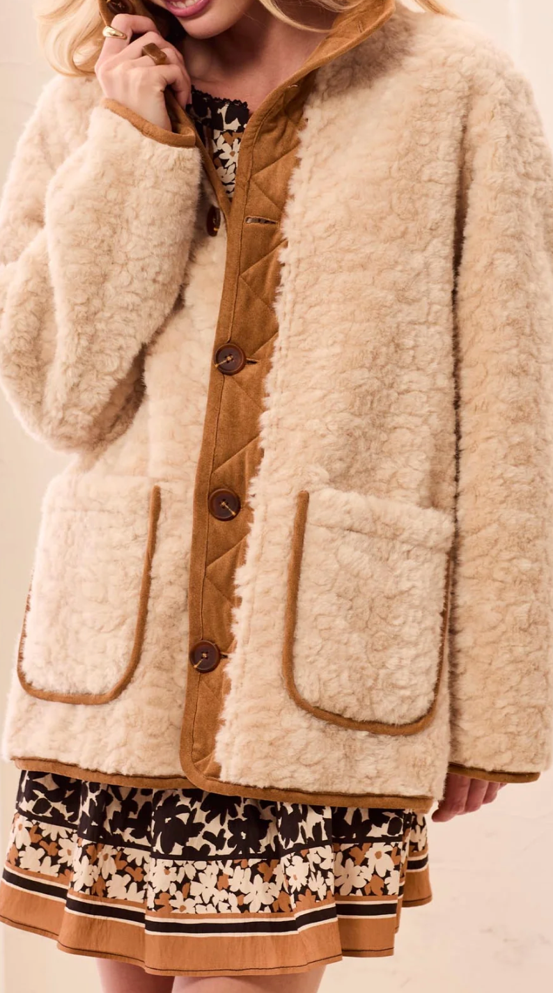 Tribal - Reversible Sherpa Coat Walnut