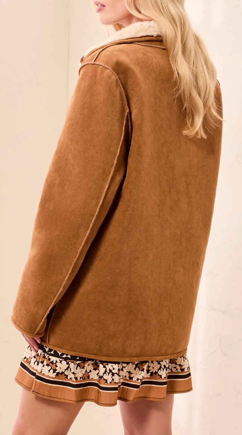 Tribal - Reversible Sherpa Coat Walnut