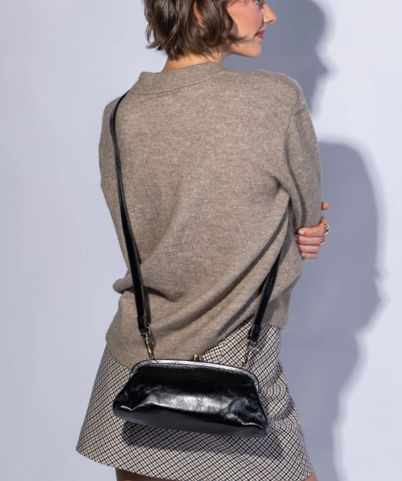 HOBO Alba Frame Small Shoulder Bag Black