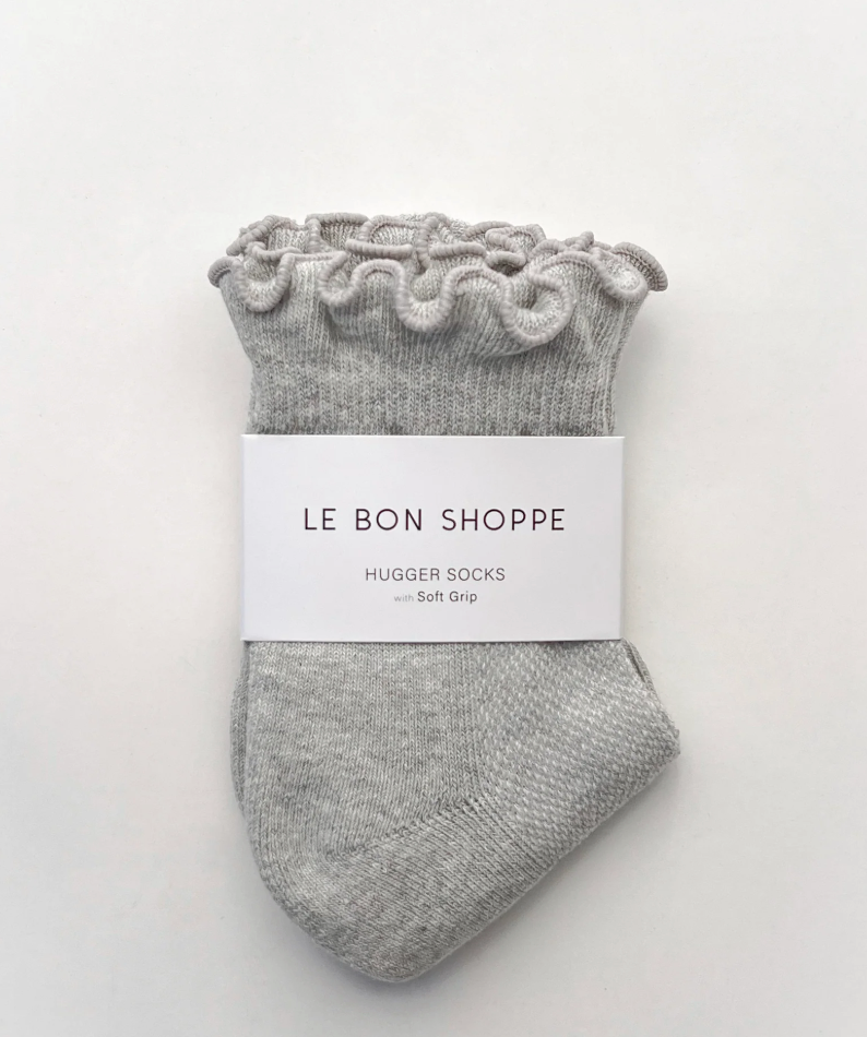 Le Bon Shoppe - Ruffled Hugger Crew Socks Grey/Red