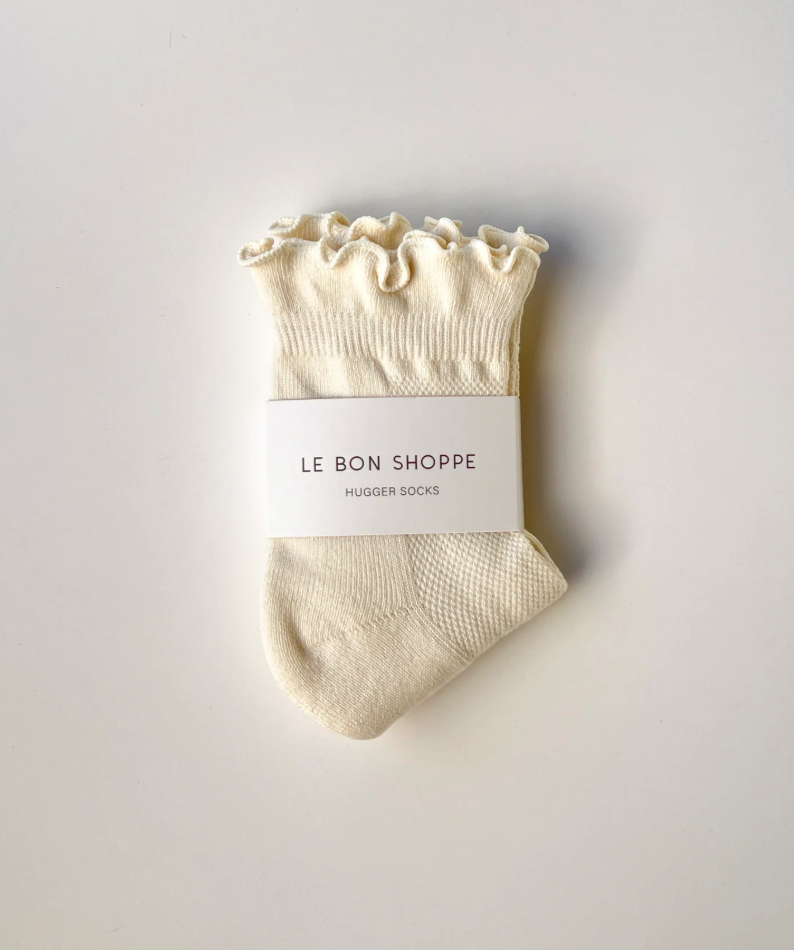 Le Bon Shoppe - Ruffled Hugger Crew Socks Vanilla/Red
