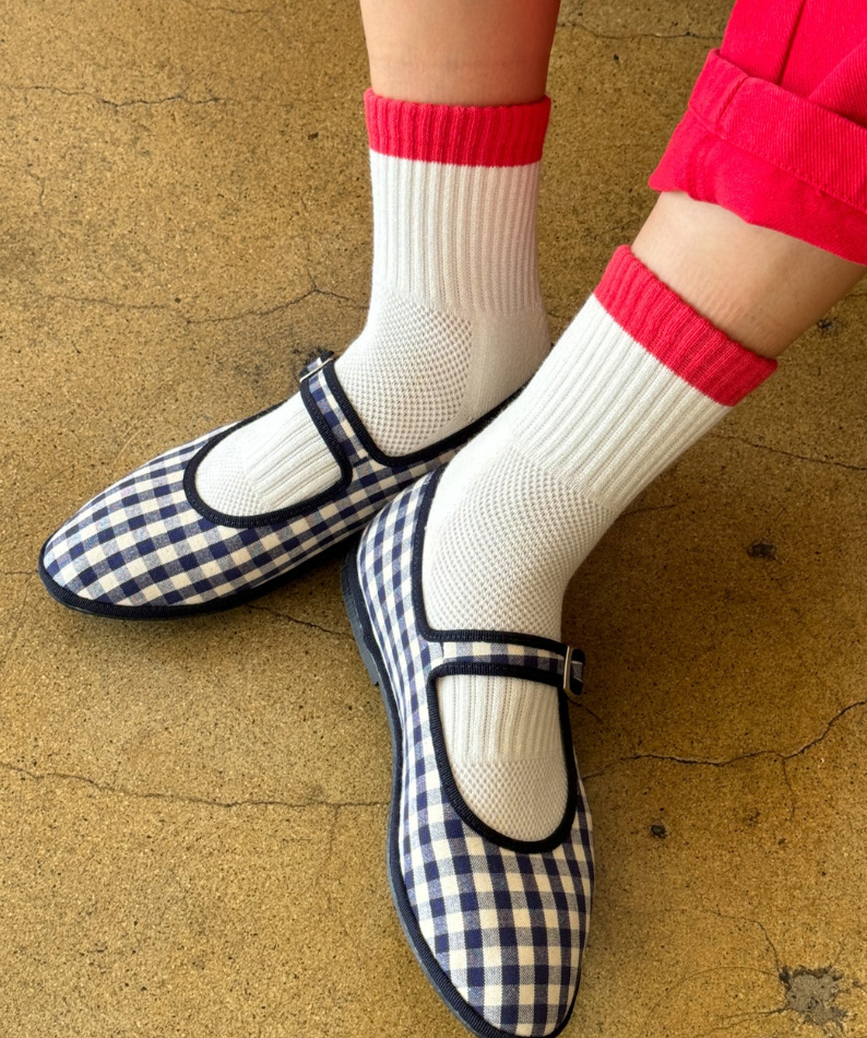Le Bon Shoppe - Color Block Girlfriend Socks Blue/Red