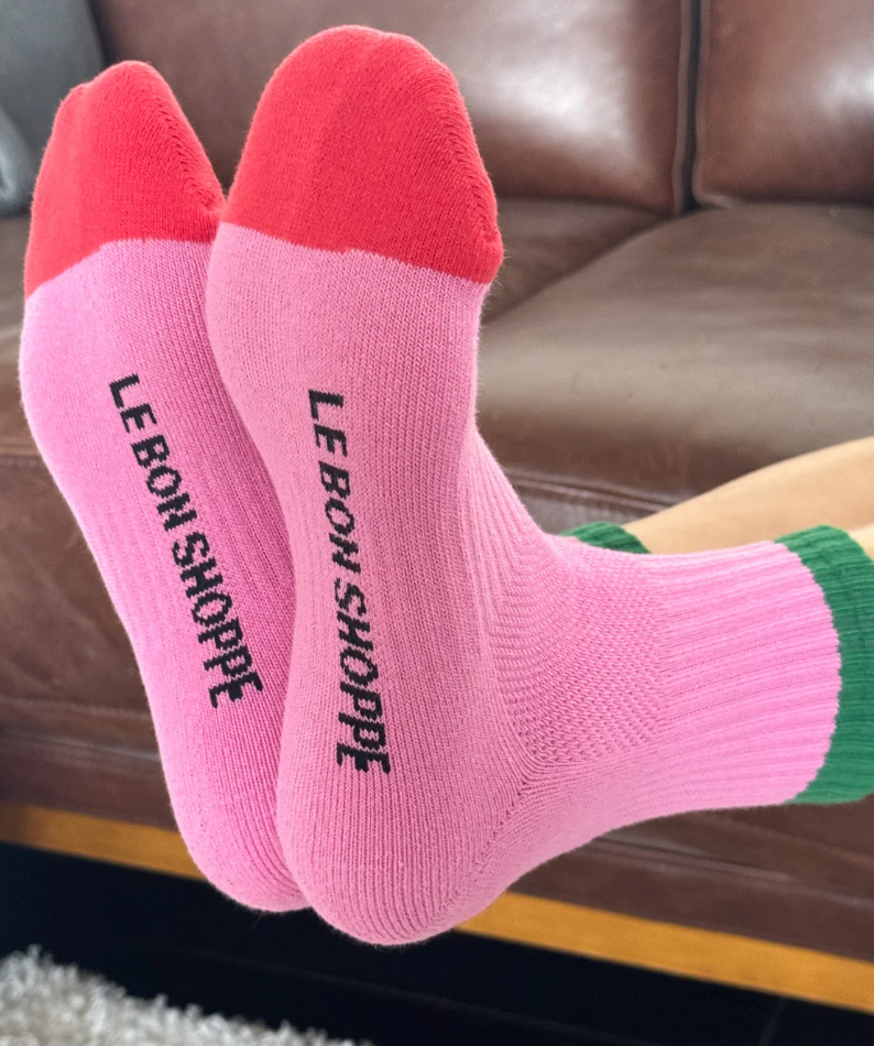 Le Bon Shoppe - Colorblock Girlfriend Socks Rose/Green