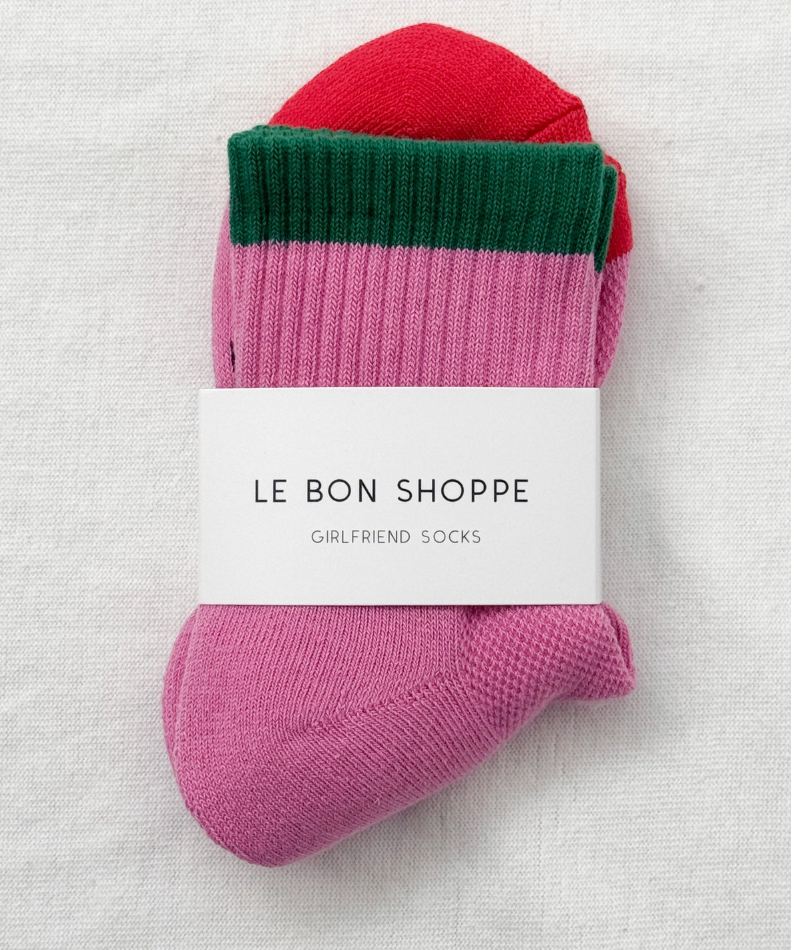 Le Bon Shoppe - Colorblock Girlfriend Socks Rose/Green