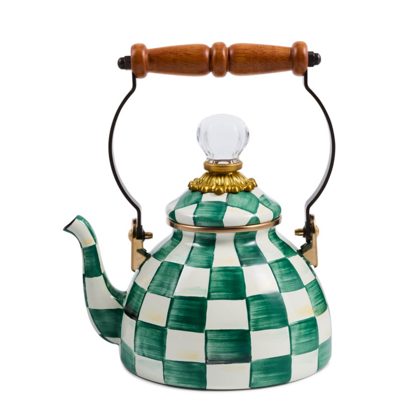 1 qt Tea Kettle Emerald Check