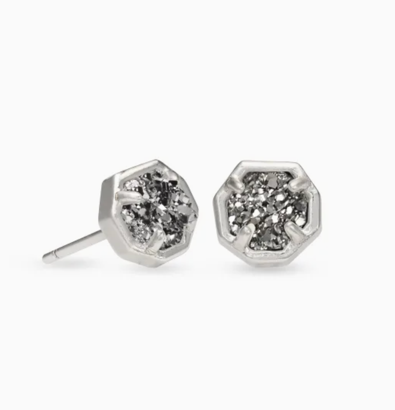 Nola Stud Earring - Silver Drusy