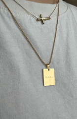 Mama Gold Tag Necklace