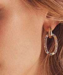 Devin Crystal Link Earring - Gold