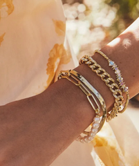 Devin Crystal Stretch Bracelet - Gold